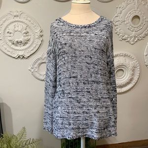 Navy and white sweater